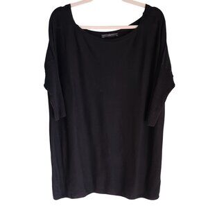 Peruvian Connection Shirt Women's Black XL Half Sleeve Tunic Pima Cotton Modal